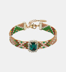 Bracelet réglable perles tissées cabochon central STRIPPY Hipanema