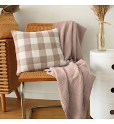 Plaid en gaze de coton, SIMPLEMENT GAUFRÉ Blanc Cerise