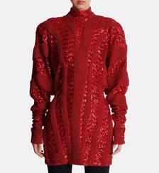 Robe courte zébrée avec broderie en sequins Balmain