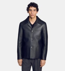 Blouson droit en cuir d’agneau Sandro