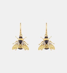 Boucles d'oreilles hook abeille dorée et cristaux Les Néréides