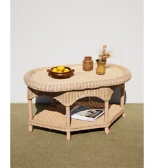 Table basse en rotin verni Léonie N°1146- Produit chiné Debongout