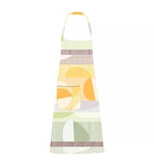 Tablier pur coton enduit motif jacquard vert orange Mille galets terre cuite Garnier Thiebaut