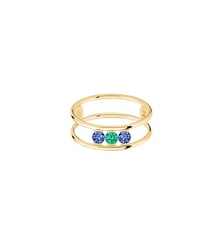 Bague HULA HOOP Trilogie - Émeraude et saphirs bleus, poids total 0,30ct approx.  - Or jaune 750‰ La Brune & La Blonde