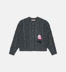 Cardigan en maille torsadée avec logo Marni