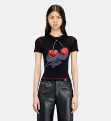 T-shirt en coton slim avec imprimé cerise Diesel