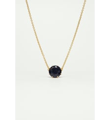 Collier pendentif pierre ronde la diamantine bleu nuit pailleté Les Néréides