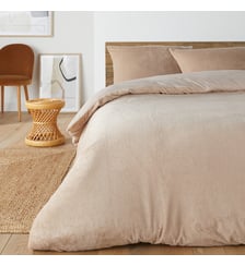 Parure lit polaire tissu duveteux taie rectangle So'Home