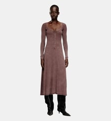 Robe mi-longue en jersey côtelé délavé Diesel