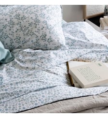 Drap plat en percale de coton, AQUARELLE Blanc Cerise