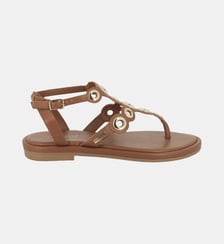 Sandales plates en cuir avec anneaux décoratifs OBALY Les Tropeziennes par M. Belarbi