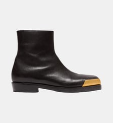 Boots bouts carrés en cuir texturé Balmain