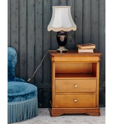 Table de chevet large en bois Odile N°1330- Produit chiné Debongout