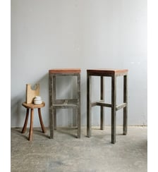Paire de tabourets de bar en métal Pierre N°17- Produit chiné Debongout