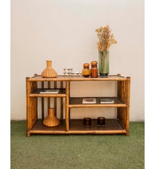 Buffet en rotin et bambou fonctionnel et chaleureux Gilbert N°1612- Produit chiné Debongout