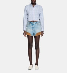Short en denim et suede à rivets Sandro