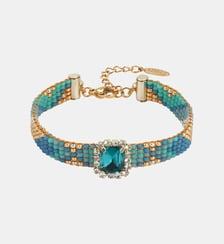 Bracelet réglable perles tissées cabochon central STRIPPY Hipanema