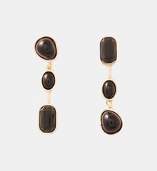 Boucles d'oreilles asymétriques cabochons noirs Balaboosté
