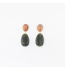 Boucles d'oreilles galets en résine vert Balaboosté