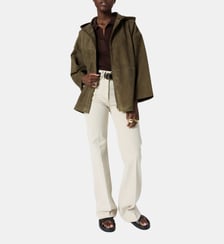 Manteau court à capuche en cuir velours - TASSYA Gerard Darel