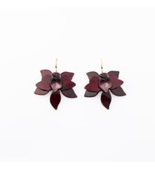 Boucles d'oreilles fleurs en résine bordeaux Balaboosté