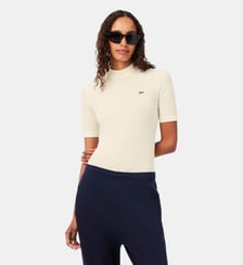 T-shirt col montant maille côtelée laine slim fit Lacoste