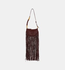Sac Ébène Hobo Mini en cuir tressé à franges Balmain
