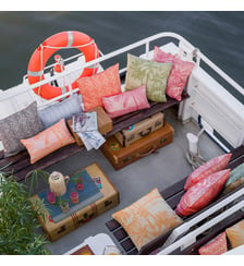 Housse de coussin Croisière sur le Nil 100% lin Le Jacquard Francais