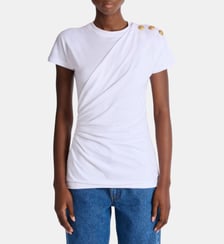 T-shirt à manches courtes drapé en jersey Balmain