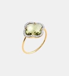 Bague, quartz olive, diamants, or jaune Morganne Bello