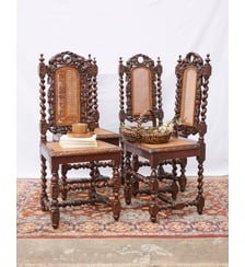 Lot de 4 chaises en chêne et cannage Claude N°1430- Produit chiné Debongout