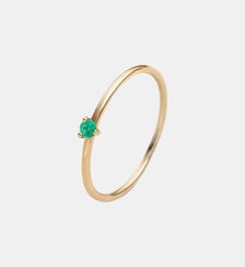 Bague solitaire en or jaune 9K avec émeraude Aristocrazy