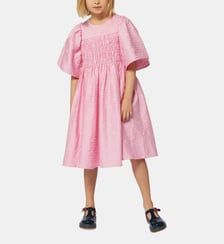 Robe brodée en satin de coton Kenzo Kids