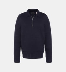 Pull col polo zippé maille fantaisie Schott