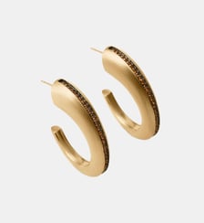 Créoles en argent 925 plaqué or jaune 18K avec finition brossée et quartz bruns Aristocrazy