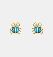Boucles d'oreilles tiges Scarabée turquoise et doré Les Néréides