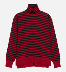 Pull marinière col roulé unisexe en laine et soie AMI Paris
