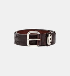 Ceinture 3.9 cm en cuir froissé avec plaque à logo Diesel