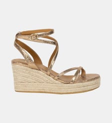 Espadrilles Compensées Irène Cuir Lamé Bobbies