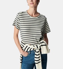 Tee-shirt marinière pailleté boutons épaules Ikks