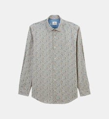 Chemise manches longues coton à motif losanges et pieuvres Serge Blanco