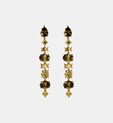 Boucles d’oreilles longues plaquées or jaune 18 carats avec cristaux verts Aristocrazy