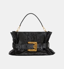 Sac Anthem Medium en cuir de veau embossé effet croco Balmain