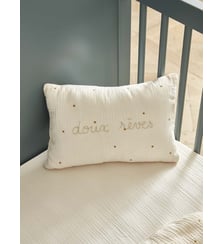 Petit coussin gaze de coton brodé - imprimé Joséphine Cyrillus