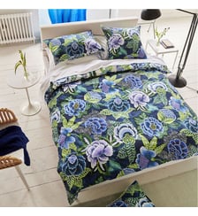 Housse de couette imprimée en percale de coton, ROSE DE DAMAS Designers Guild