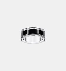 Bague ruban émail à froid noir et zircons Thomas Sabo