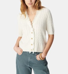 Cardigan manches courtes tricot torsadé Ikks