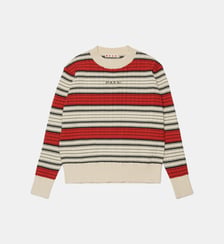 Pull à col rond rayé avec logo Marni