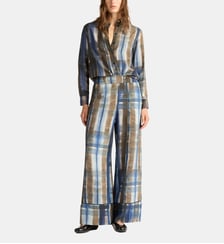 Pantalon daiki en viscose changeante imprimée Momonì