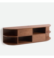 Meuble TV hifi suspendu en plaqué noyer, 2 portes, 6 niches, L160 cm La Redoute Interieurs